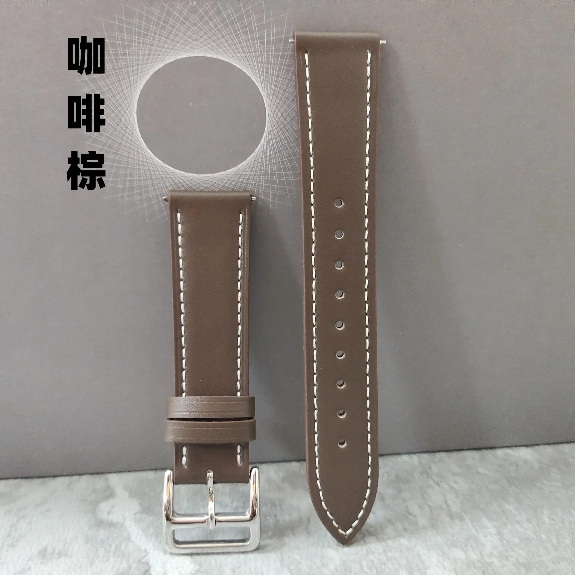 سوار ساعة من جلد طبيعي مزدوج الوجه لهواوي ⁨GT1/2⁩ وسامسونج ⁨Galaxy Watch4/5/6⁩ - صورة 8