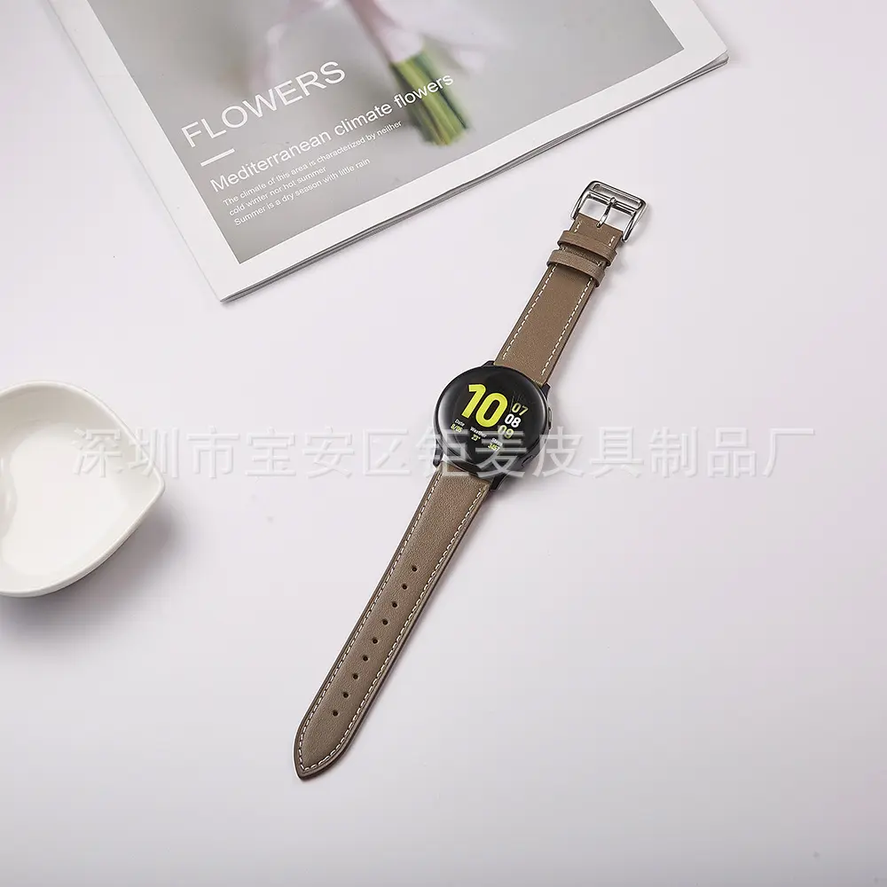 سوار ساعة من جلد طبيعي مزدوج الوجه لهواوي ⁨GT1/2⁩ وسامسونج ⁨Galaxy Watch4/5/6⁩ - صورة 6