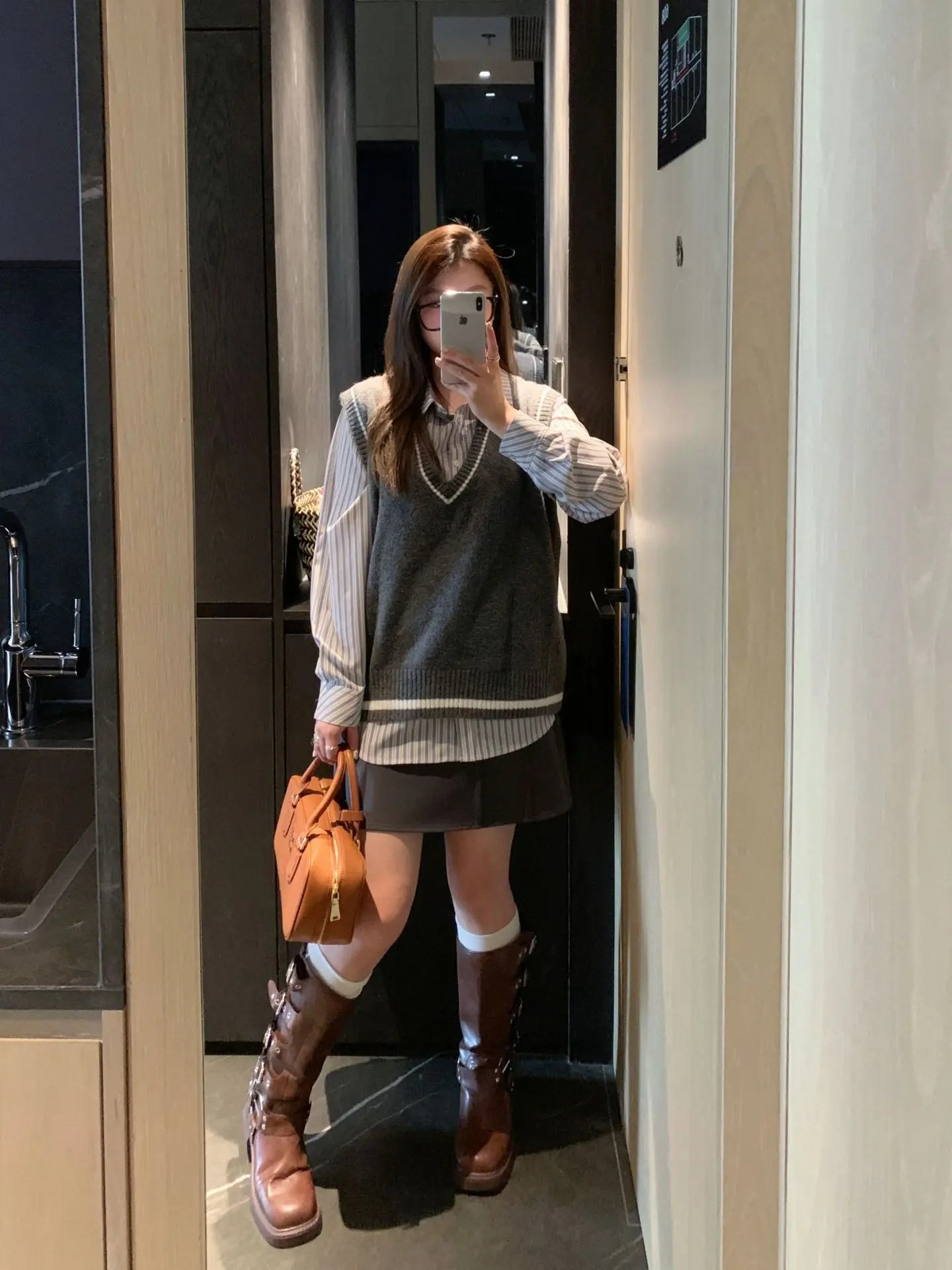 قميص قطني مخطط بأسلوب كوري - صورة 2